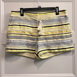 LOFT yellow black and white striped patterned shorts, women’s size 8